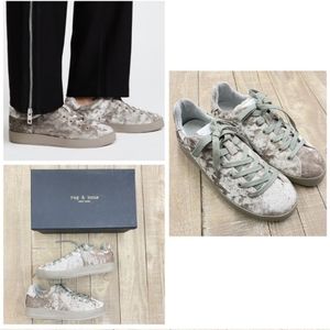 NIB $325 Rag & Bone Crushed Velvet Low Top Sneakers RB1 in DOVE Size 7.5